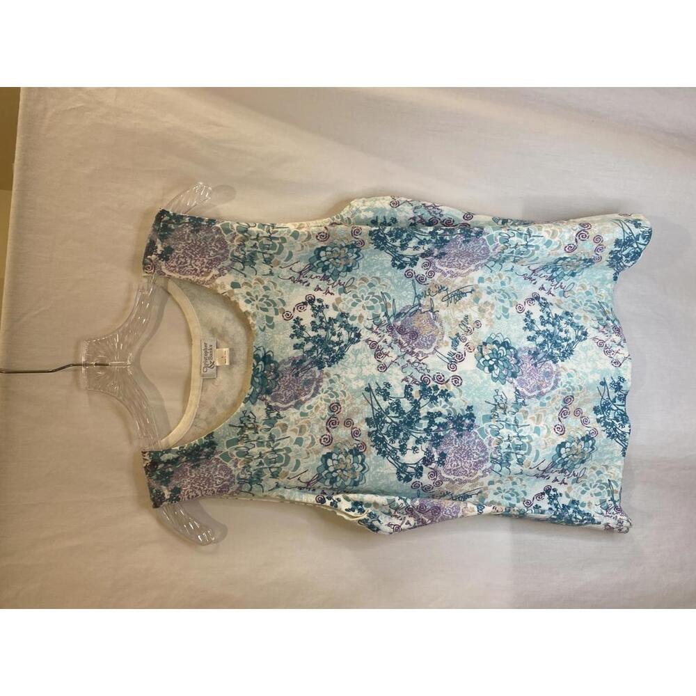 Christopher Banks NWT Woman L Sleeveless Scoop Neck Soft Floral Cottagecore Top